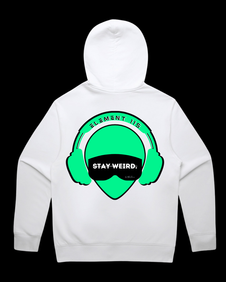 MkFlii ARTIC WHITE STAY WEIRD HOODIE COLLECTIVE