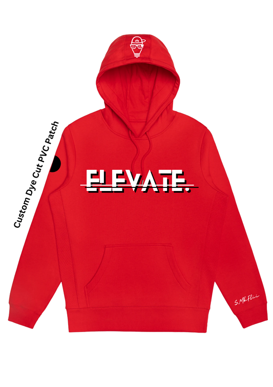 MkFlii R@DIANT RED ELEVATE ORGANIC PULLOVER HOODIE