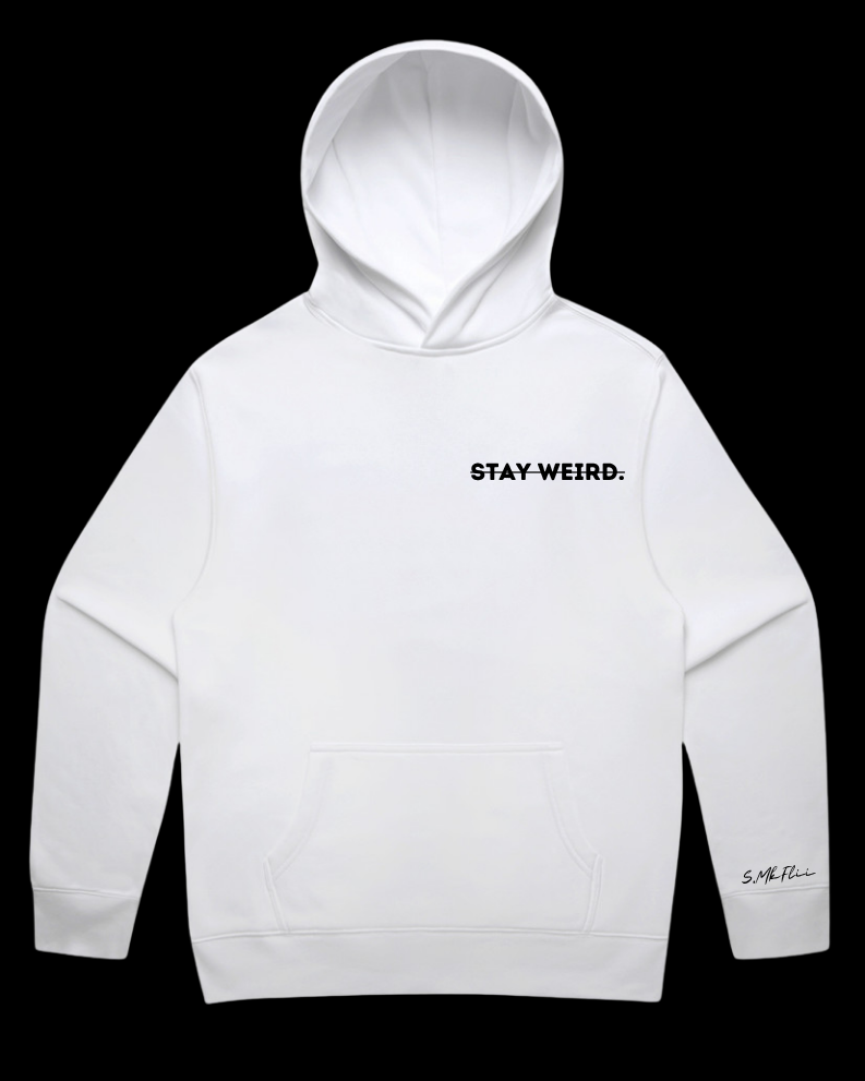 MkFlii ARTIC WHITE STAY WEIRD HOODIE COLLECTIVE
